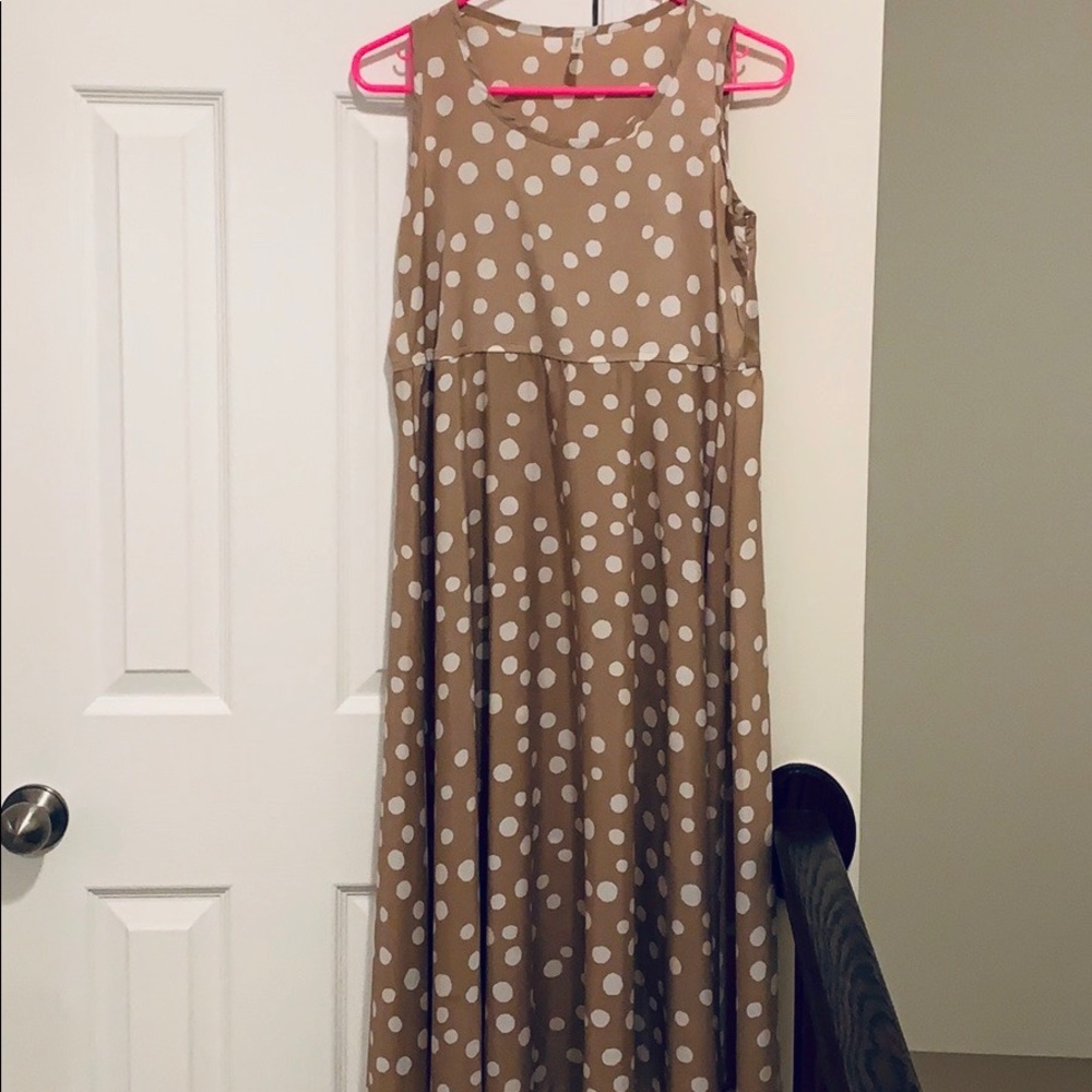 Blush and ivory polka dot dress